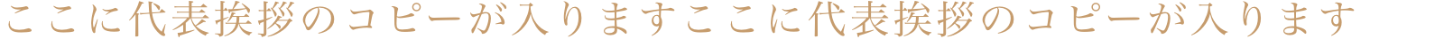 ここに代表挨拶のコピーが入りますここに代表挨拶のコピーが入ります